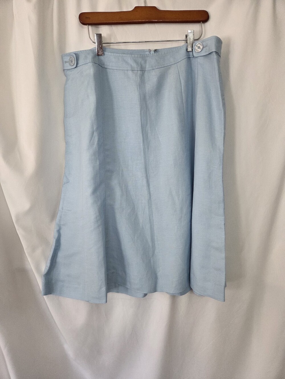 Lane Bryant Light Blue A-Line Skirt Linen Blend Waist Tabs Size 14